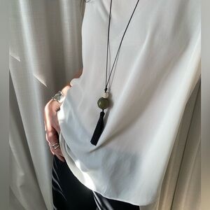 Tassel Pendant Necklace – jullieta eze Inspired Minimalist Long Necklace